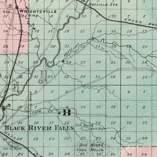 Vintage Map of Jackson County, Wisconsin, 1878