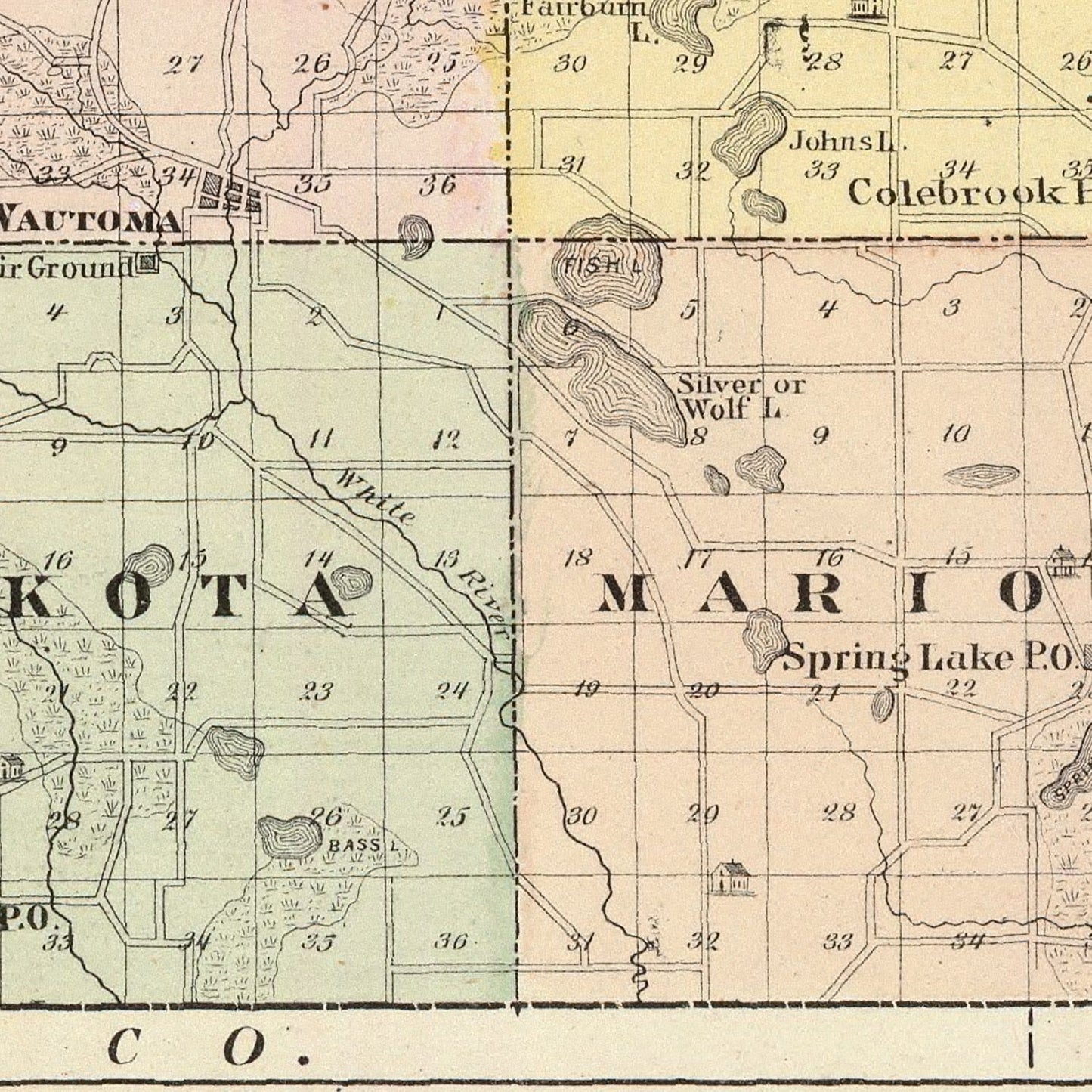 Vintage Map of Waushara County, Wisconsin, 1878