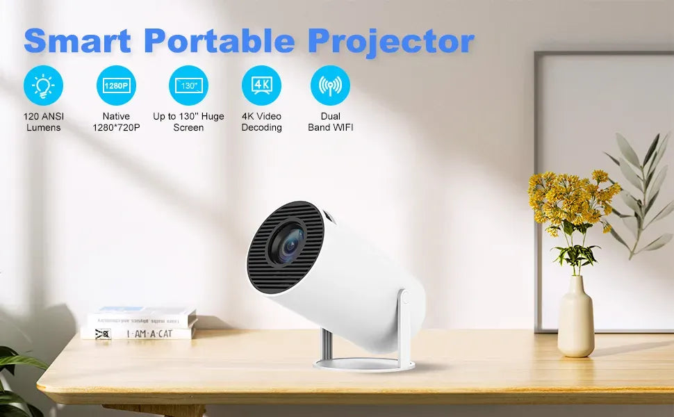Smart Mini Projector with WiFi & Bluetooth – Turn Any Wall into a 130” Home Theater