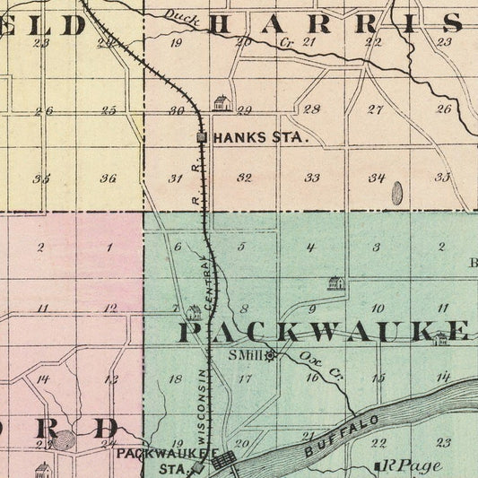 Vintage Map of Marquette County, Wisconsin, 1878