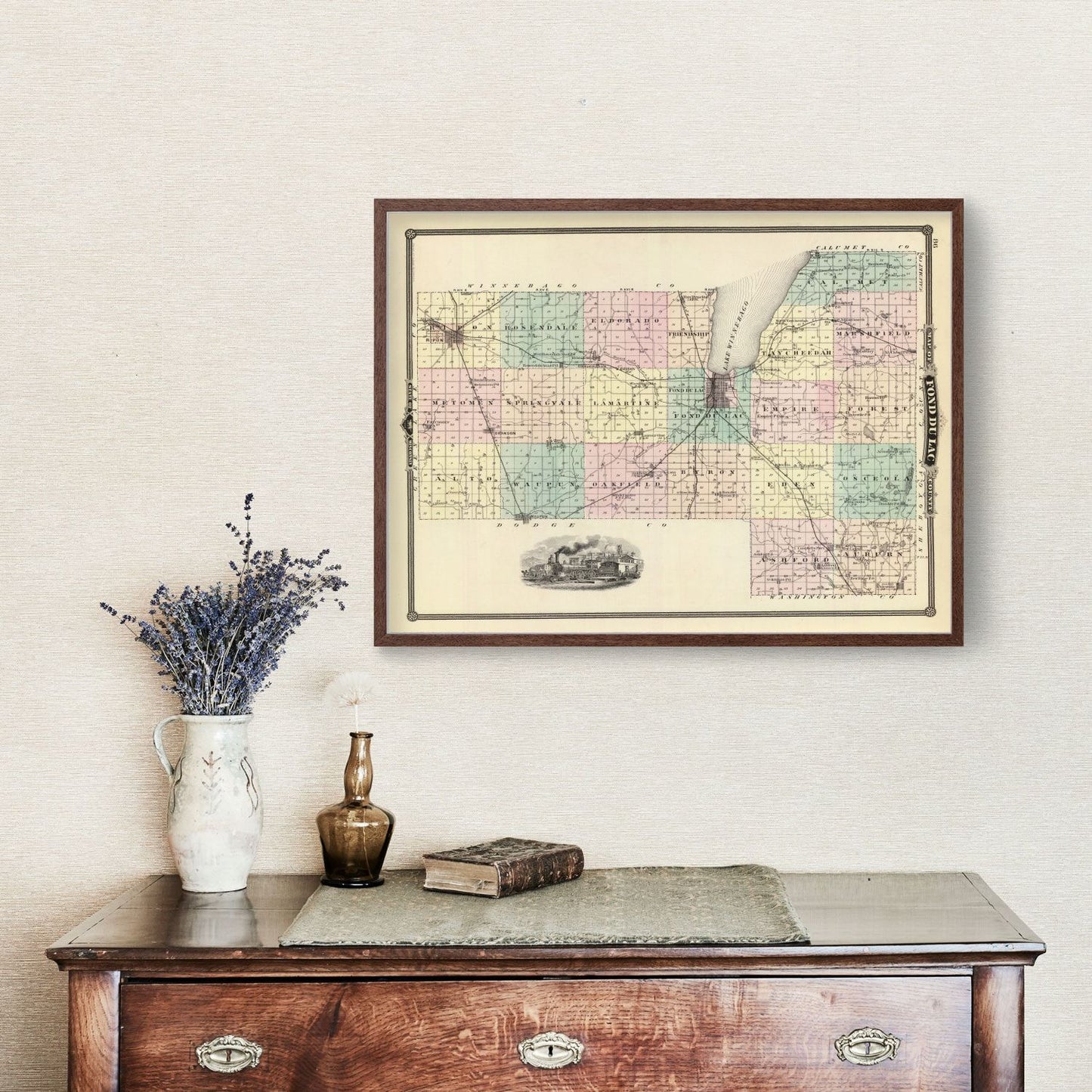 Vintage Map of Fond Du Lac County, Wisconsin, 1878
