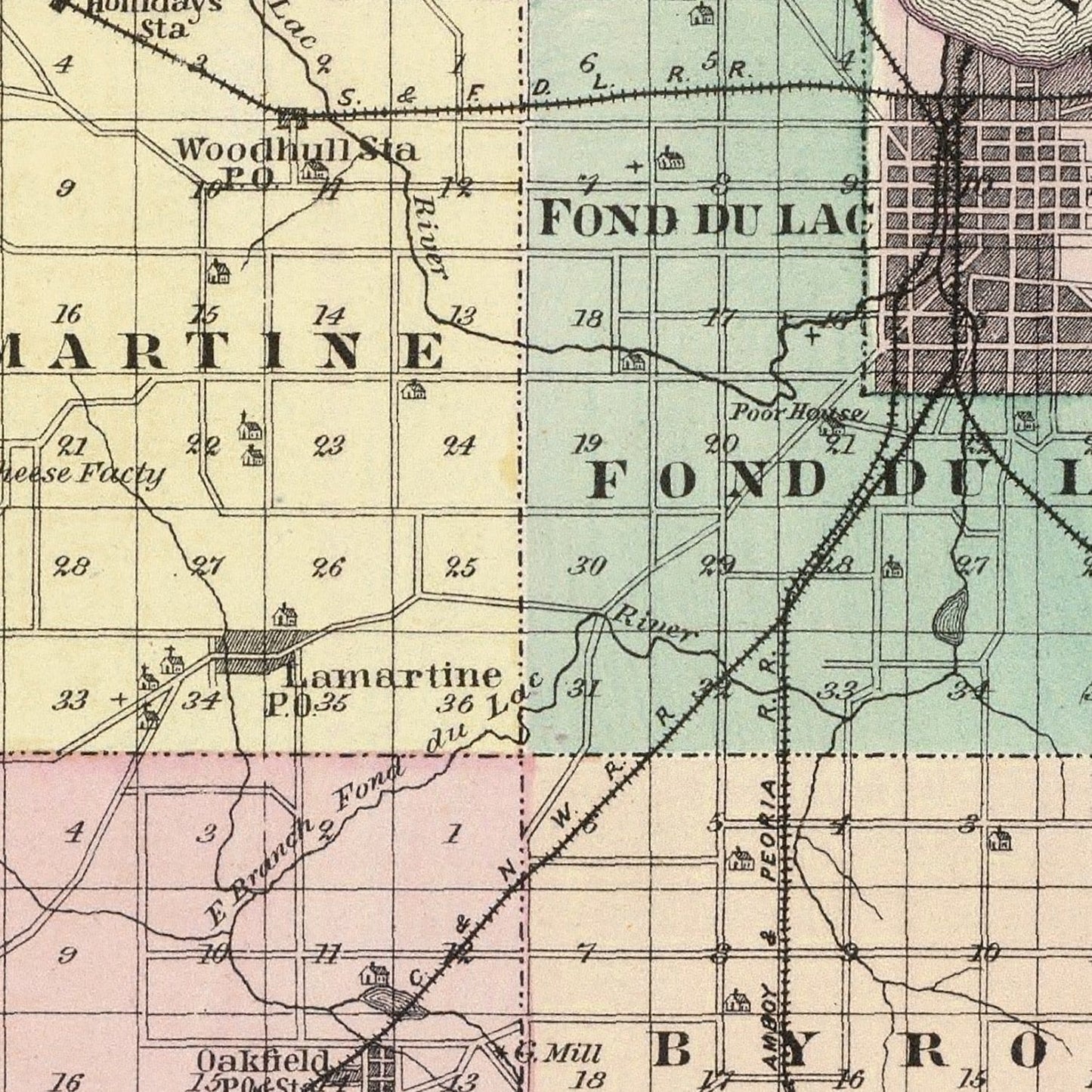 Vintage Map of Fond Du Lac County, Wisconsin, 1878