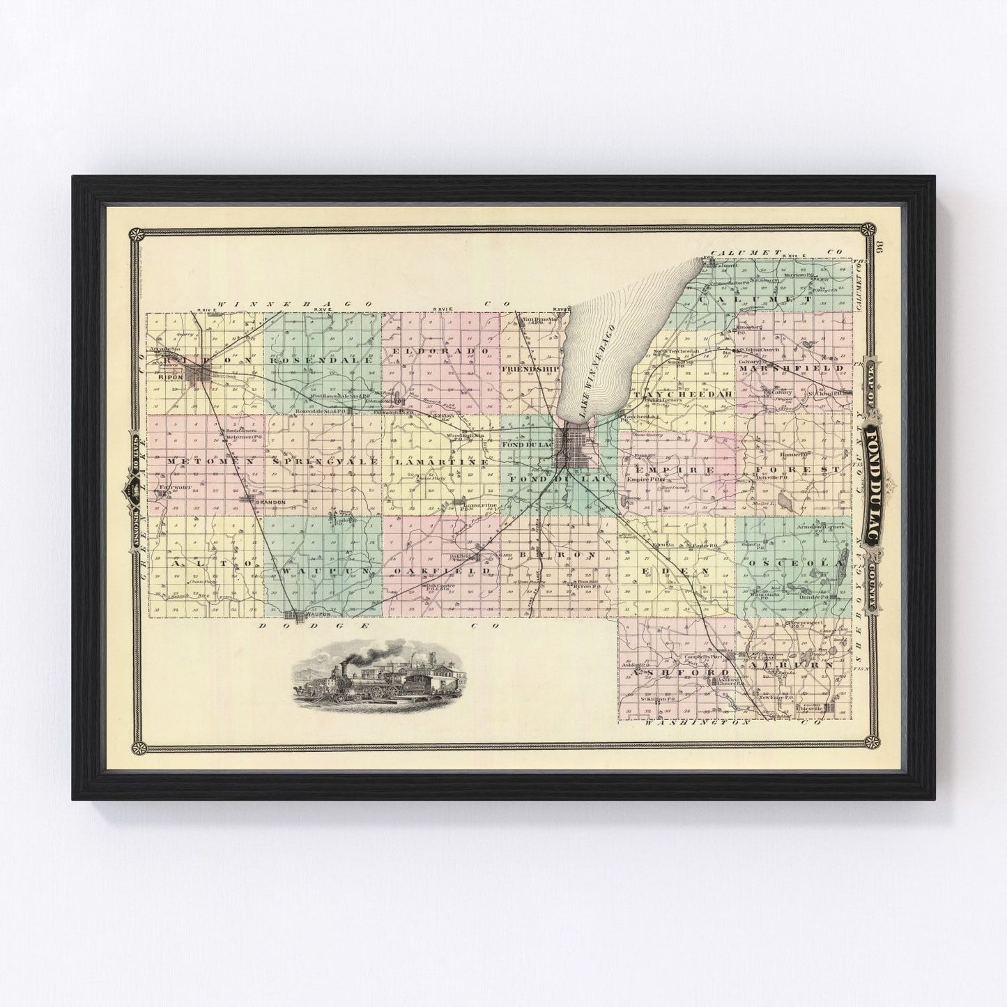 vintage map of Fond Du Lac County, Wisconsin, 1878