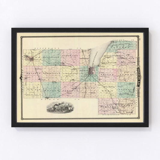 vintage map of Fond Du Lac County, Wisconsin, 1878