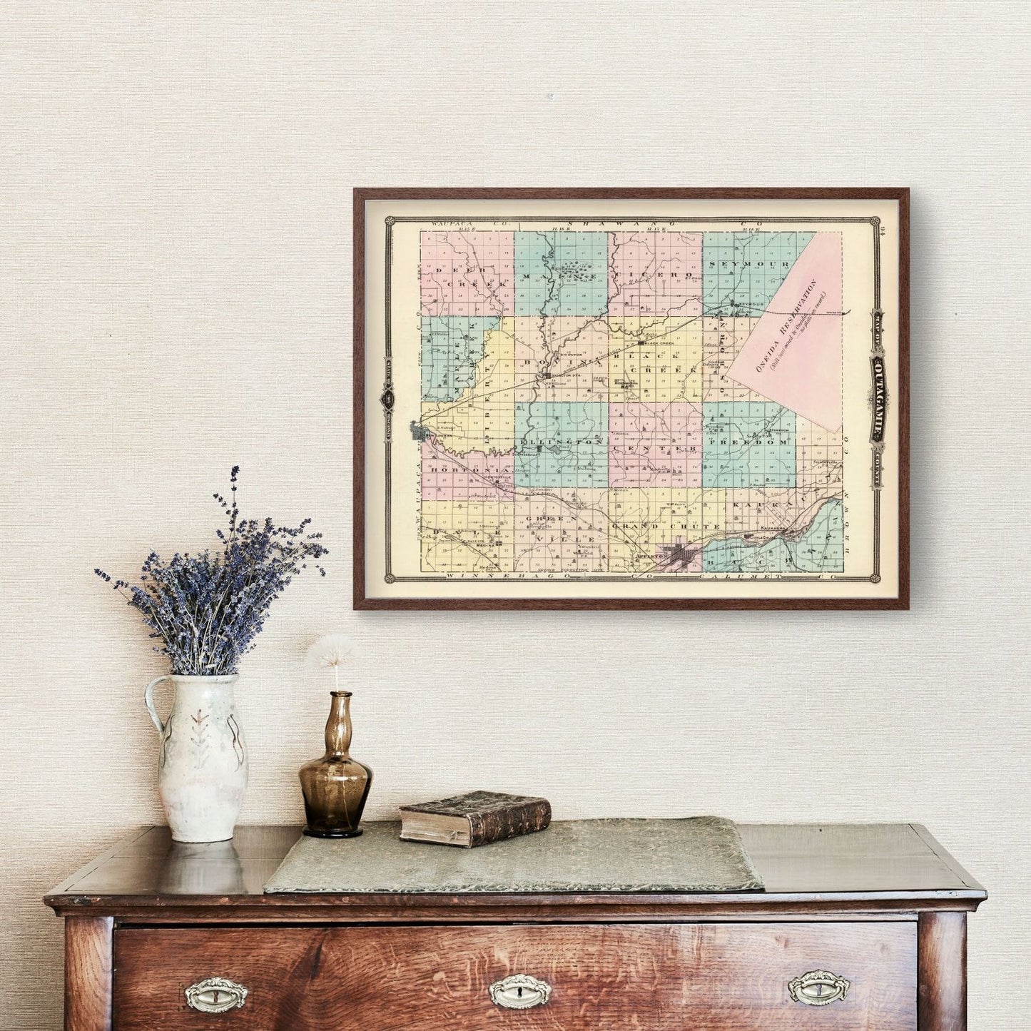 Vintage Map of Outagamie County, Wisconsin, 1878