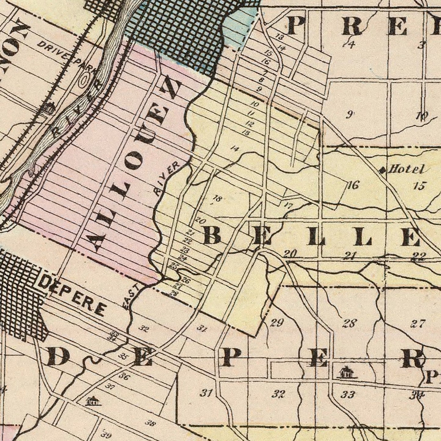Vintage Map of Brown County, Wisconsin, 1878