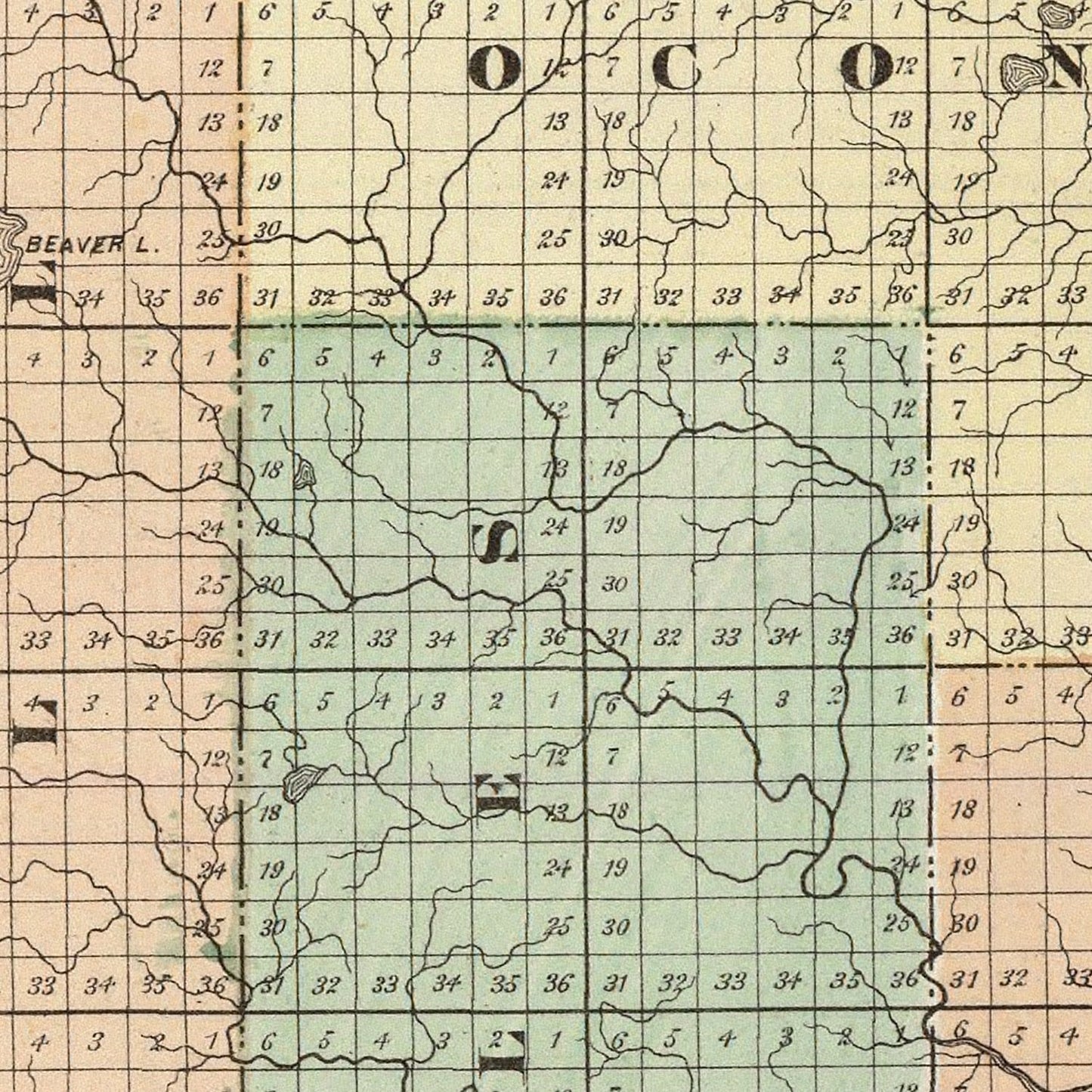 Vintage Map of Oconto County, Wisconsin, 1878