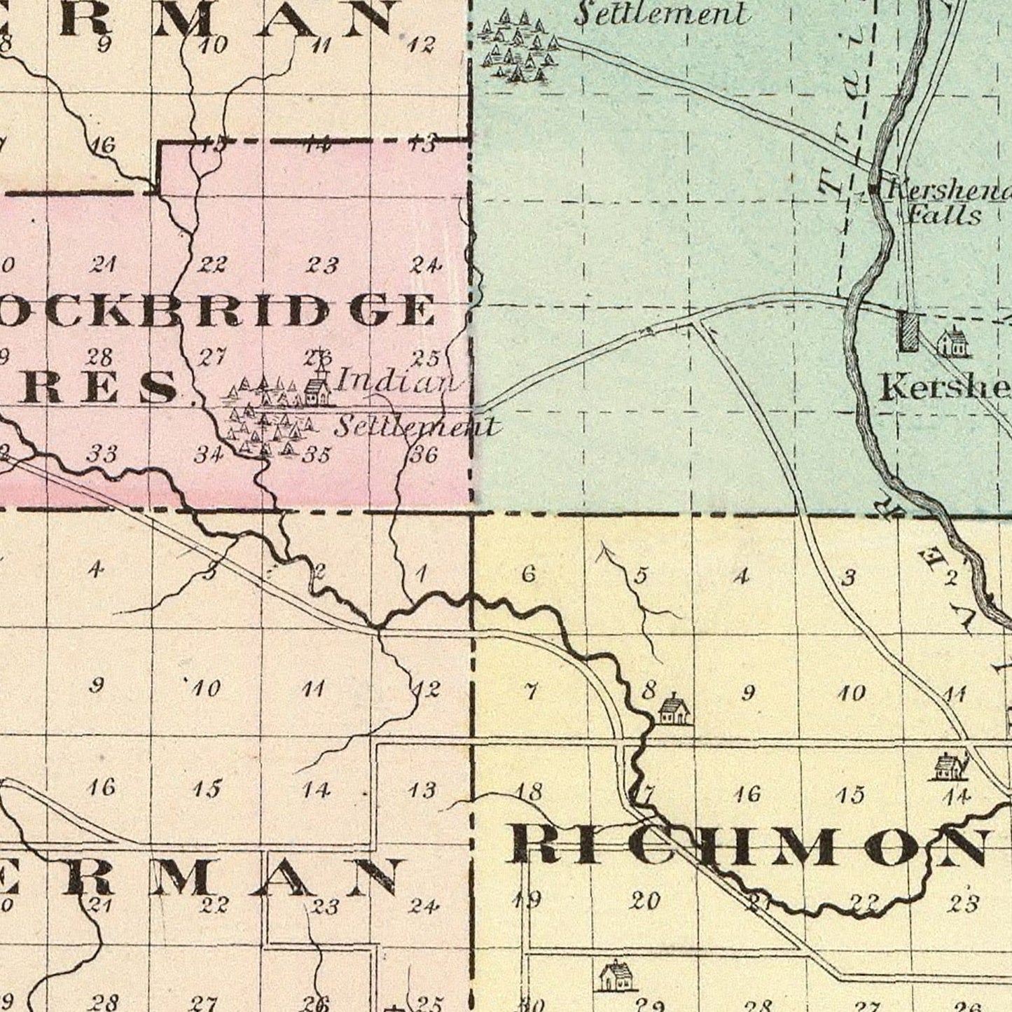 Vintage Map of Shawano County, Wisconsin, 1878