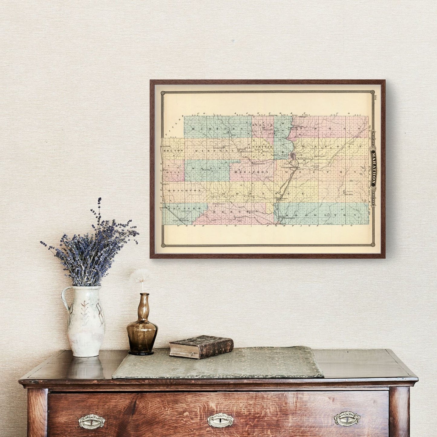 Vintage Map of Marathon County, Wisconsin 1878
