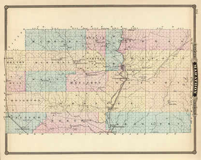 Vintage Map of Marathon County, Wisconsin Wall Art