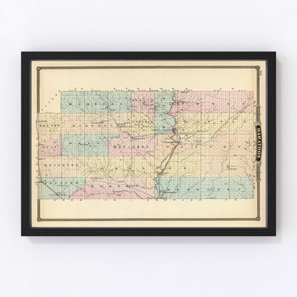 Vintage map of Marathon County Wisconsin wall art, restored cartography with Wausau and Mosinee