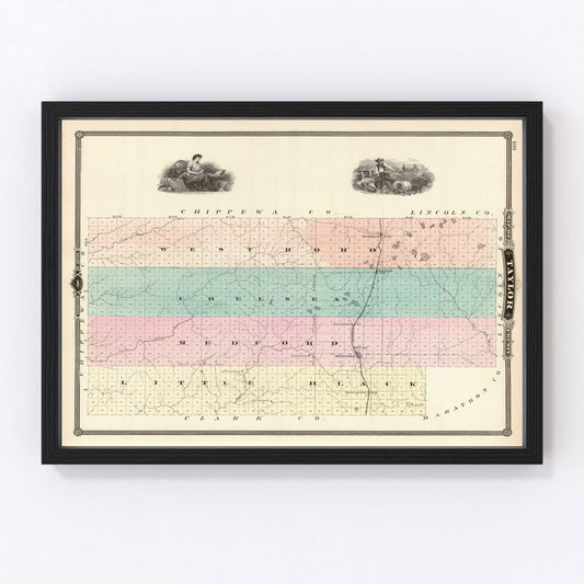 vintage map of Taylor County, Wisconsin, 1878