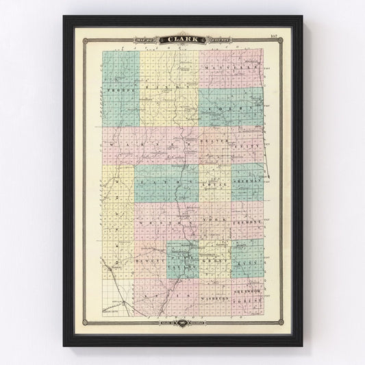 Vintage map of Clark County, Wisconsin, 1878