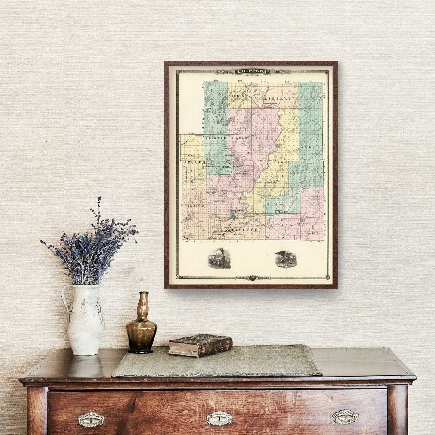 Vintage Map of Chippewa County, Wisconsin, 1878 - Edition II