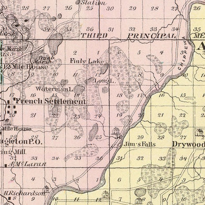 Vintage Map of Chippewa County, Wisconsin, 1878 - Edition II