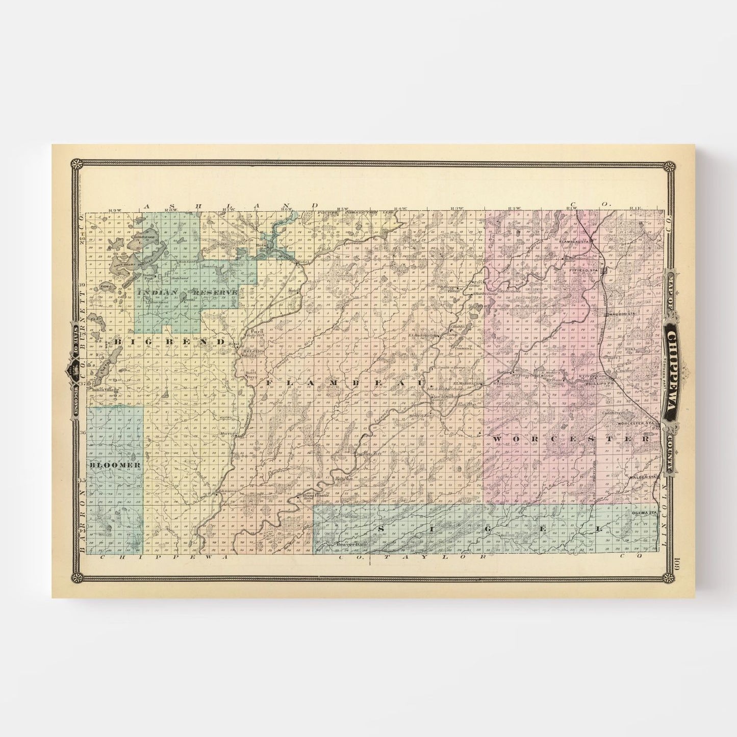 Vintage Map of Chippewa County, Wisconsin, 1878 - Edition I