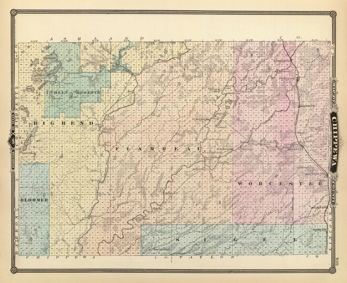 Vintage Map of Chippewa County, Wisconsin, 1878 - Edition I