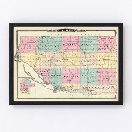 Vintage map of Pierce County, Wisconsin, 1878