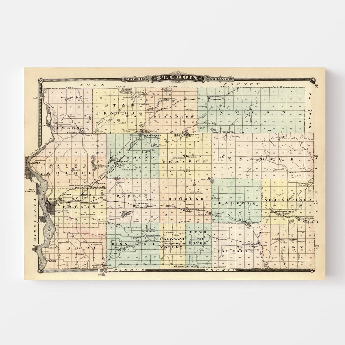 Vintage Map of St. Croix County, Wisconsin, 1878