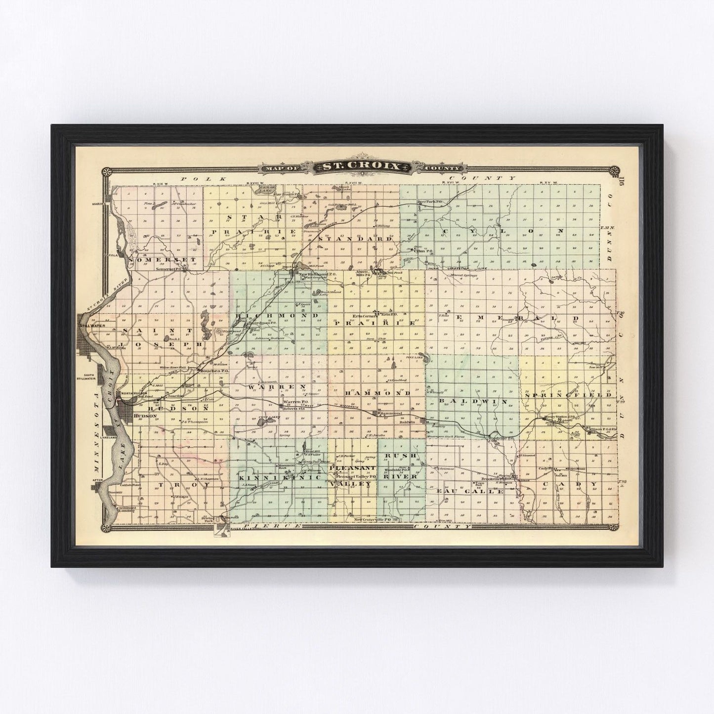 vintage map of St. Croix County, Wisconsin, 1878