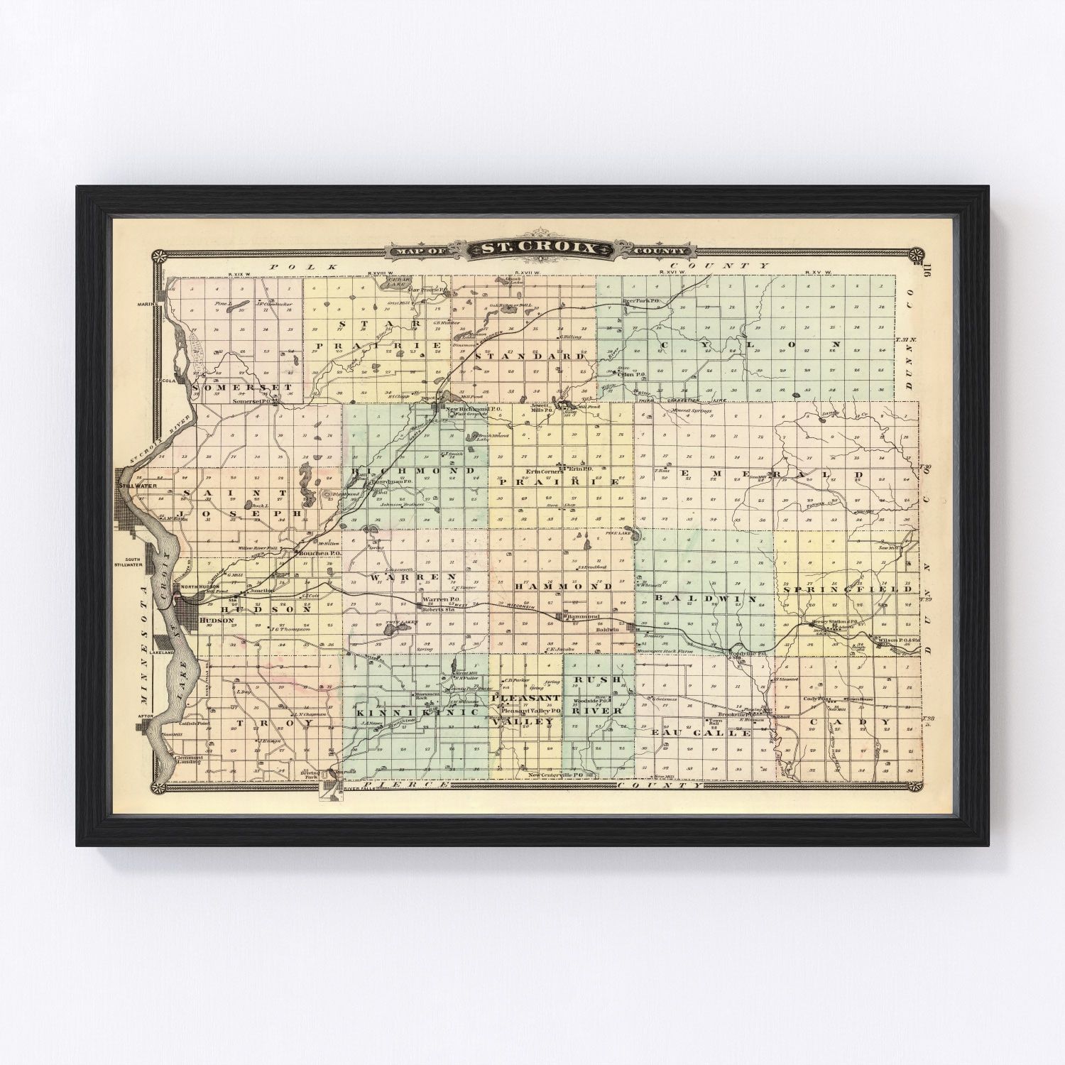 vintage map of St. Croix County, Wisconsin, 1878