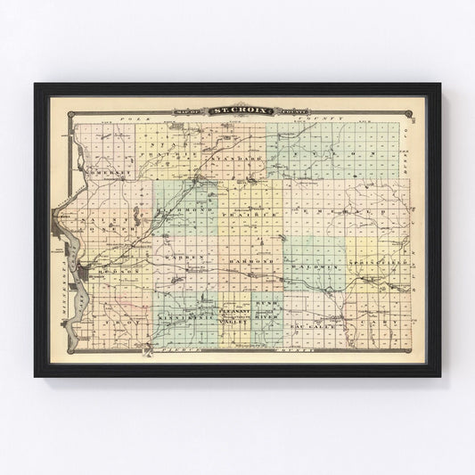 vintage map of St. Croix County, Wisconsin, 1878