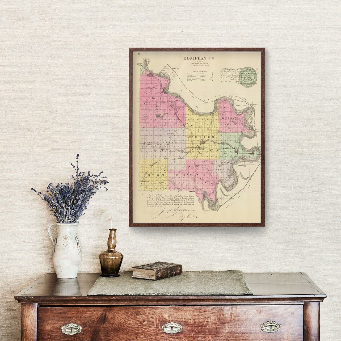 Vintage Map of Doniphan County, Kansas, 1887