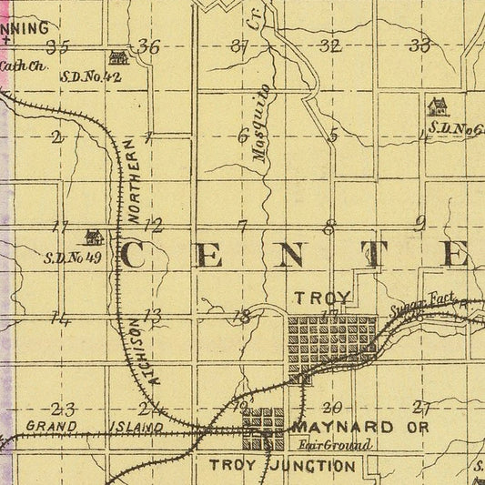 Vintage Map of Doniphan County, Kansas, 1887