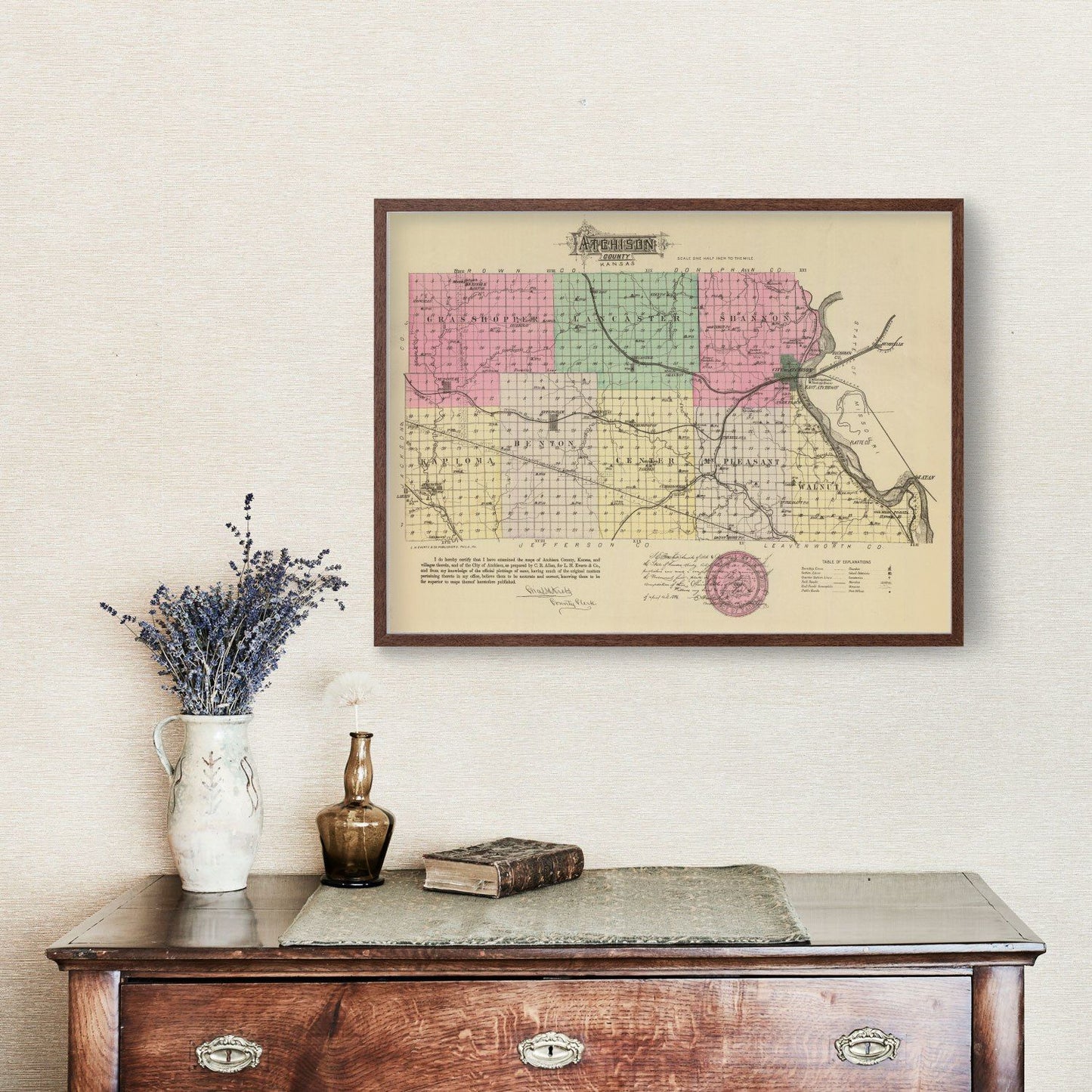 Vintage Map of Atchison County, Kansas, 1887
