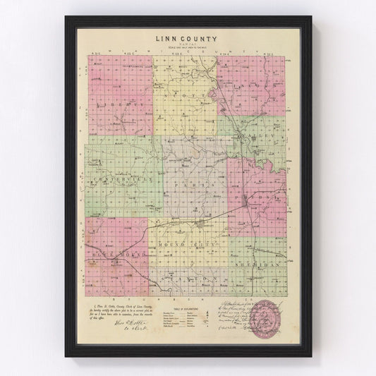 Vintage map of Linn County, Kansas, 1887