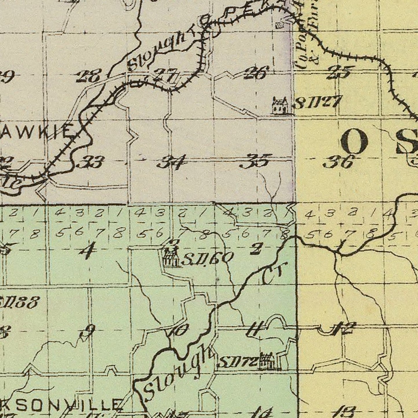 Vintage Map of Jefferson County, Kansas, 1887