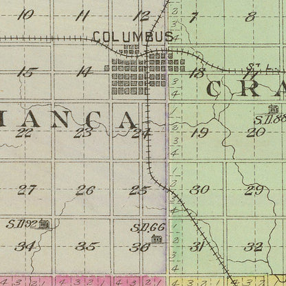 Vintage Map of Cherokee County, Kansas 1887