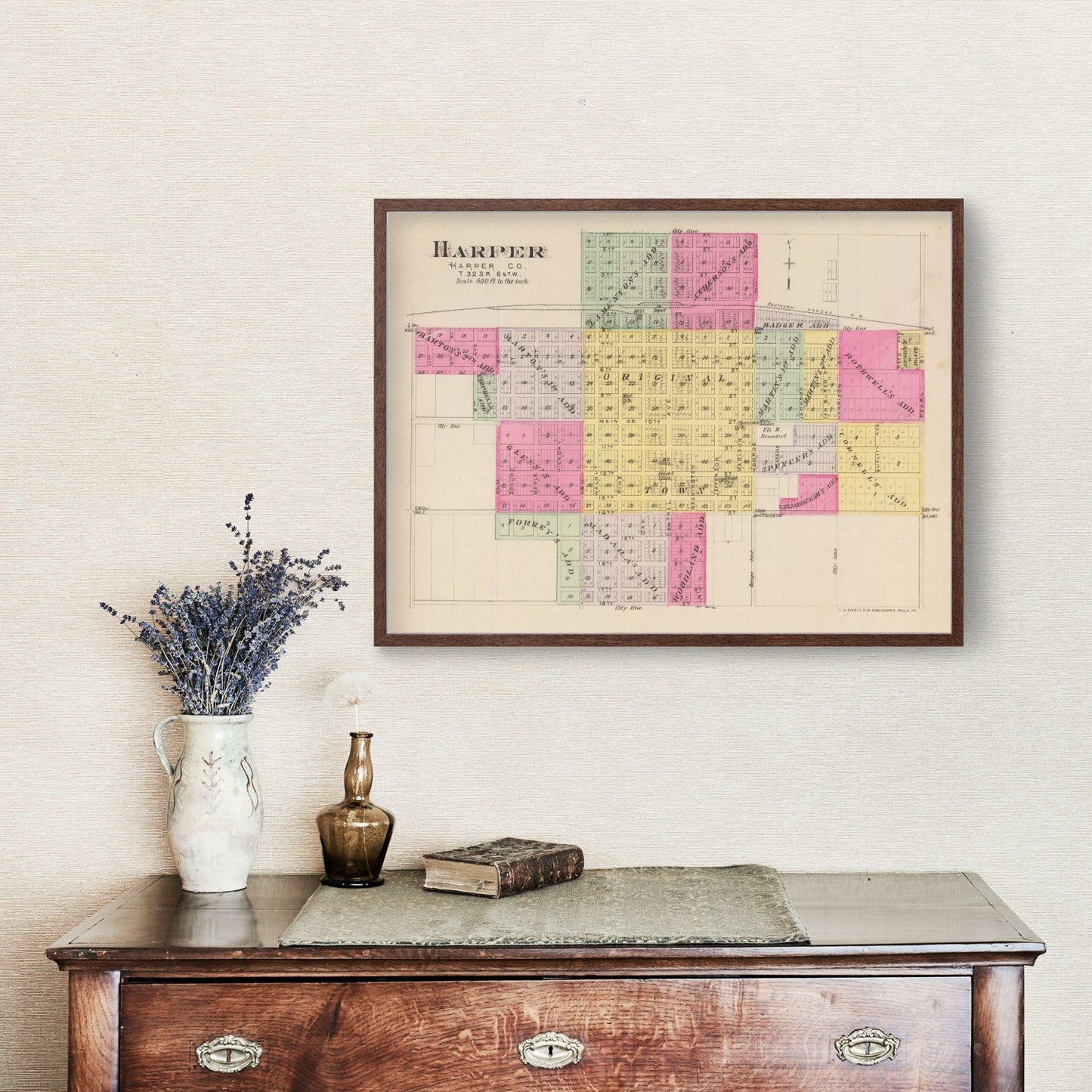 Vintage Map of Harper County, Kansas, 1887 II