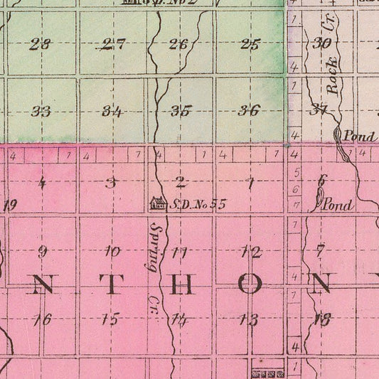 Vintage Map of Harper County, Kansas, 1887