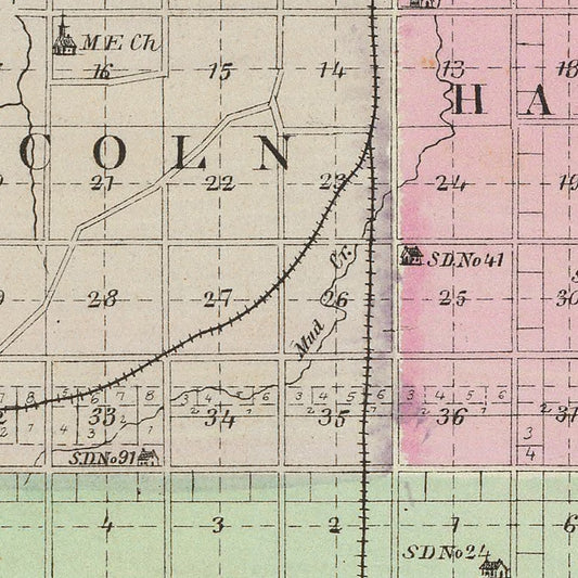 Vintage Map of Franklin County, Kansas, 1887