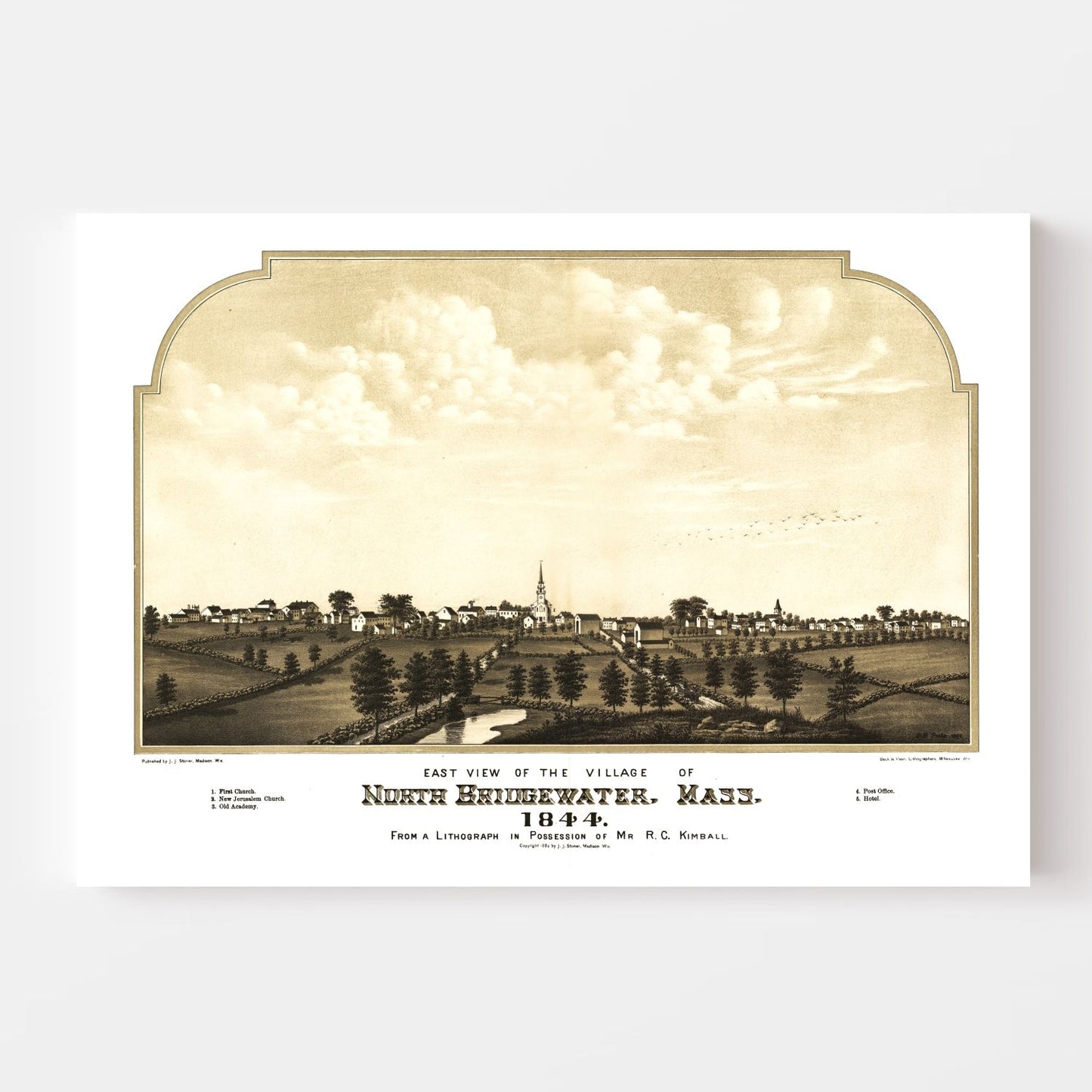 Vintage Map of North Bridgewater, Massachusetts, 1882