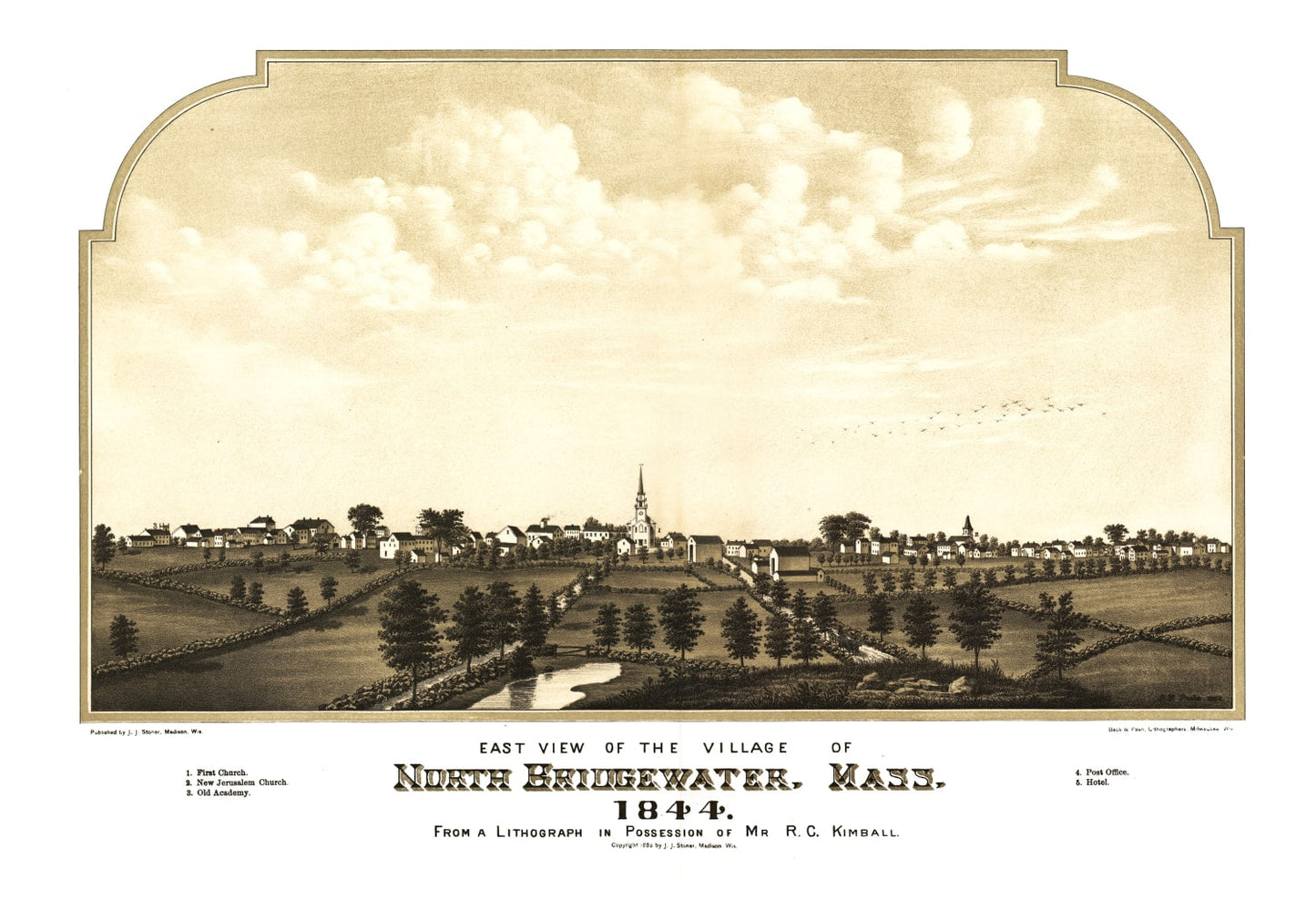 Vintage Map of North Bridgewater, Massachusetts, 1882
