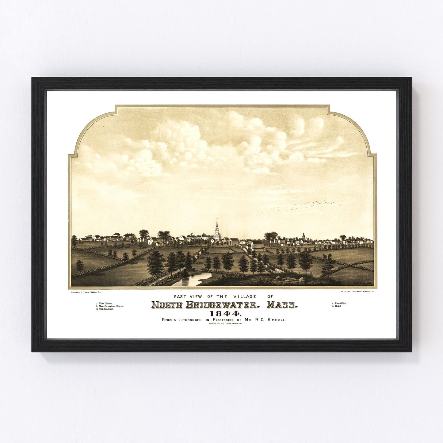 vintage map of North Bridgewater, Massachusetts, 1882