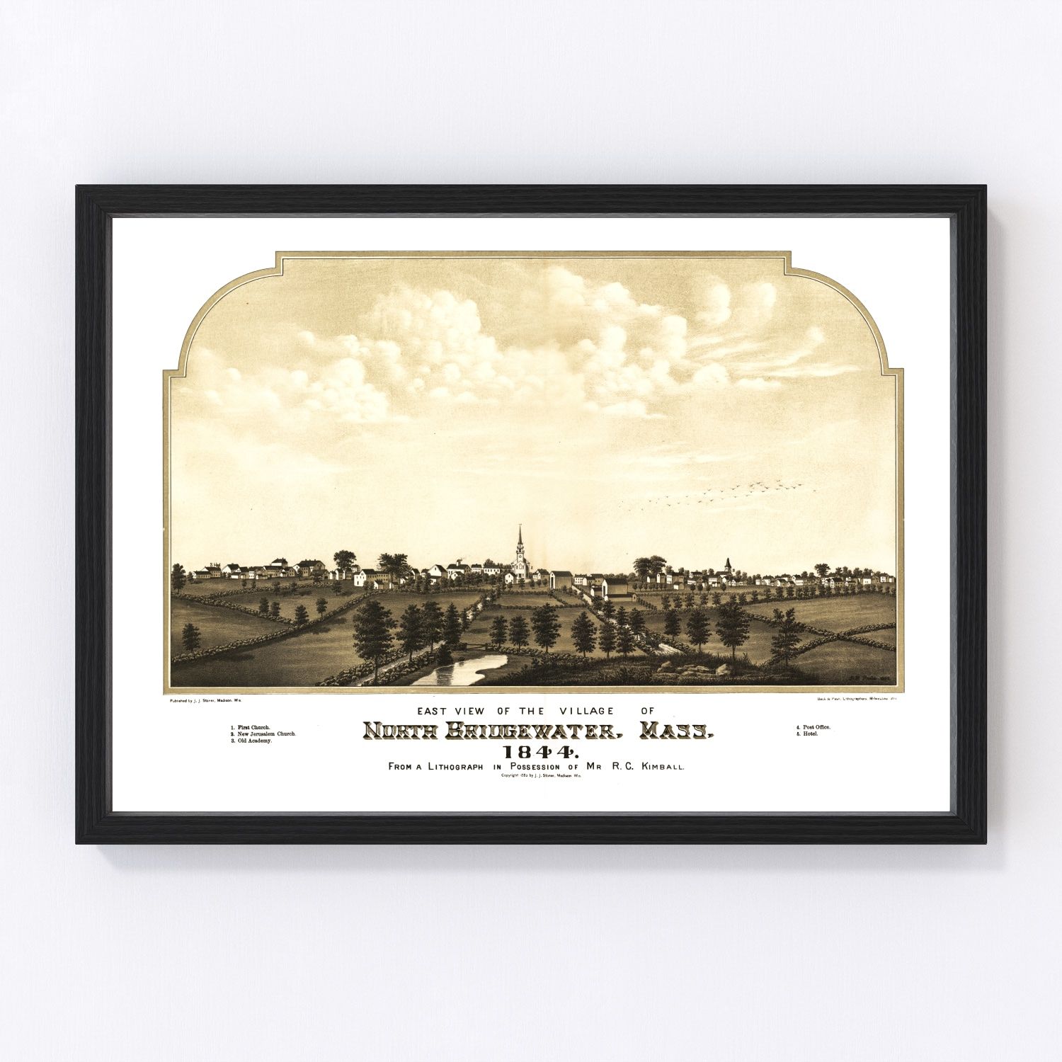 vintage map of North Bridgewater, Massachusetts, 1882