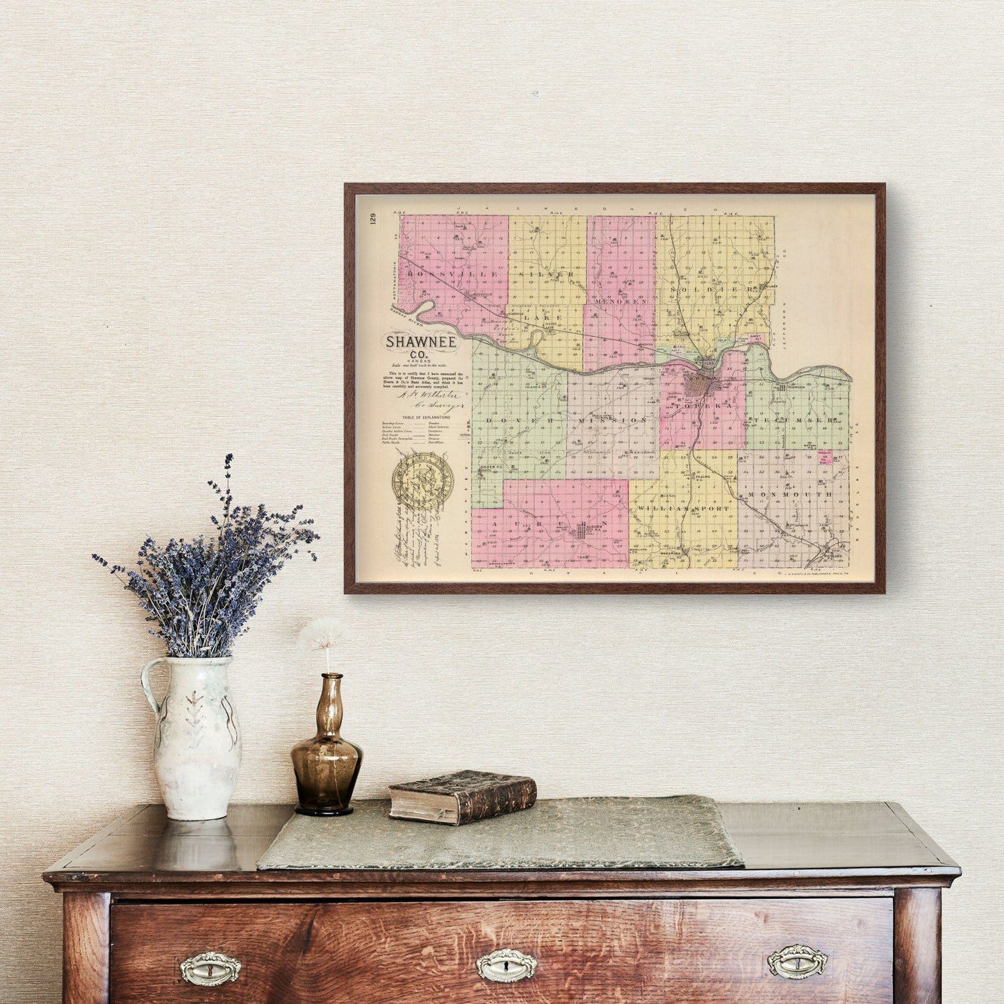 Vintage Map of Shawnee County, Kansas, 1887