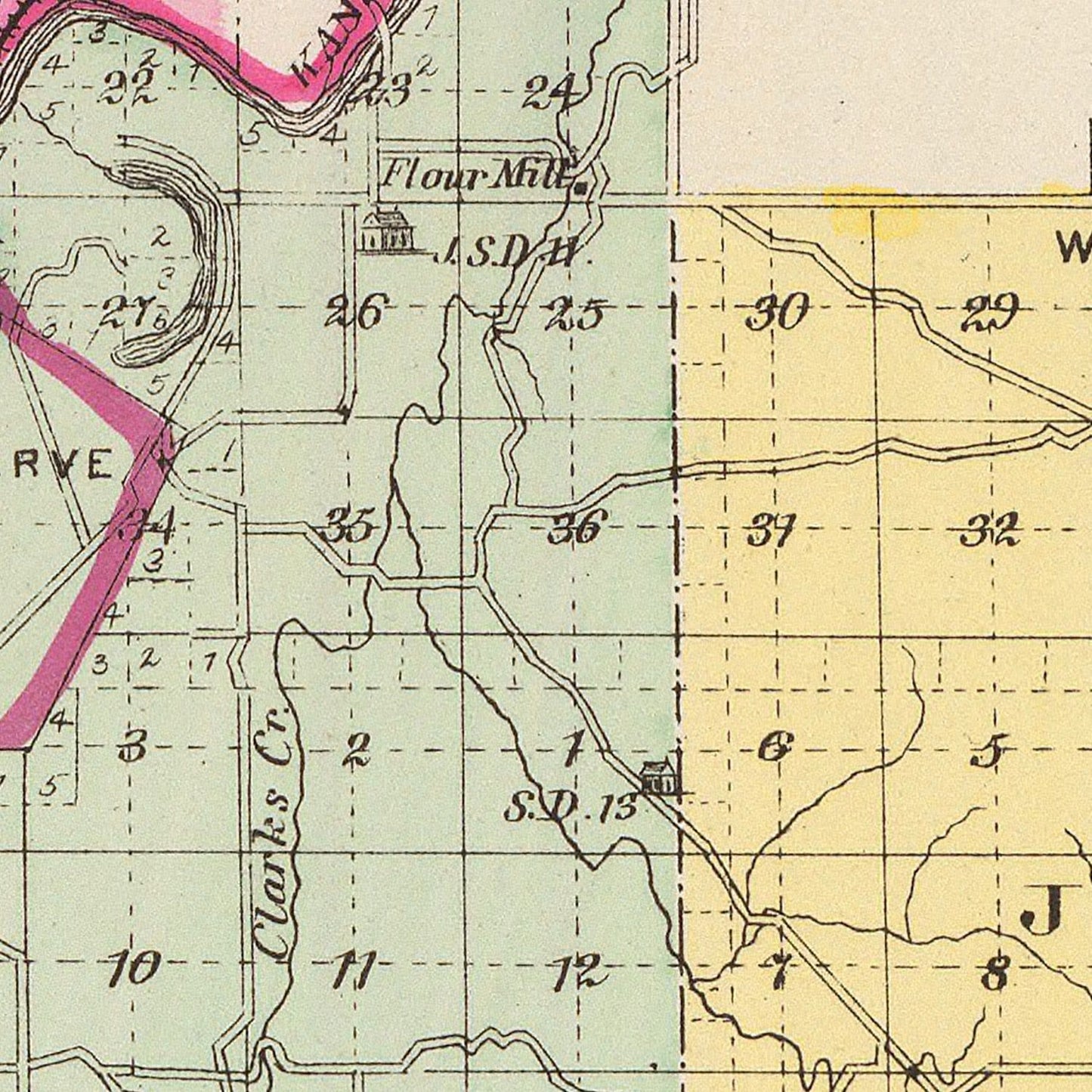 Vintage Map of Davis County, Kansas, 1887