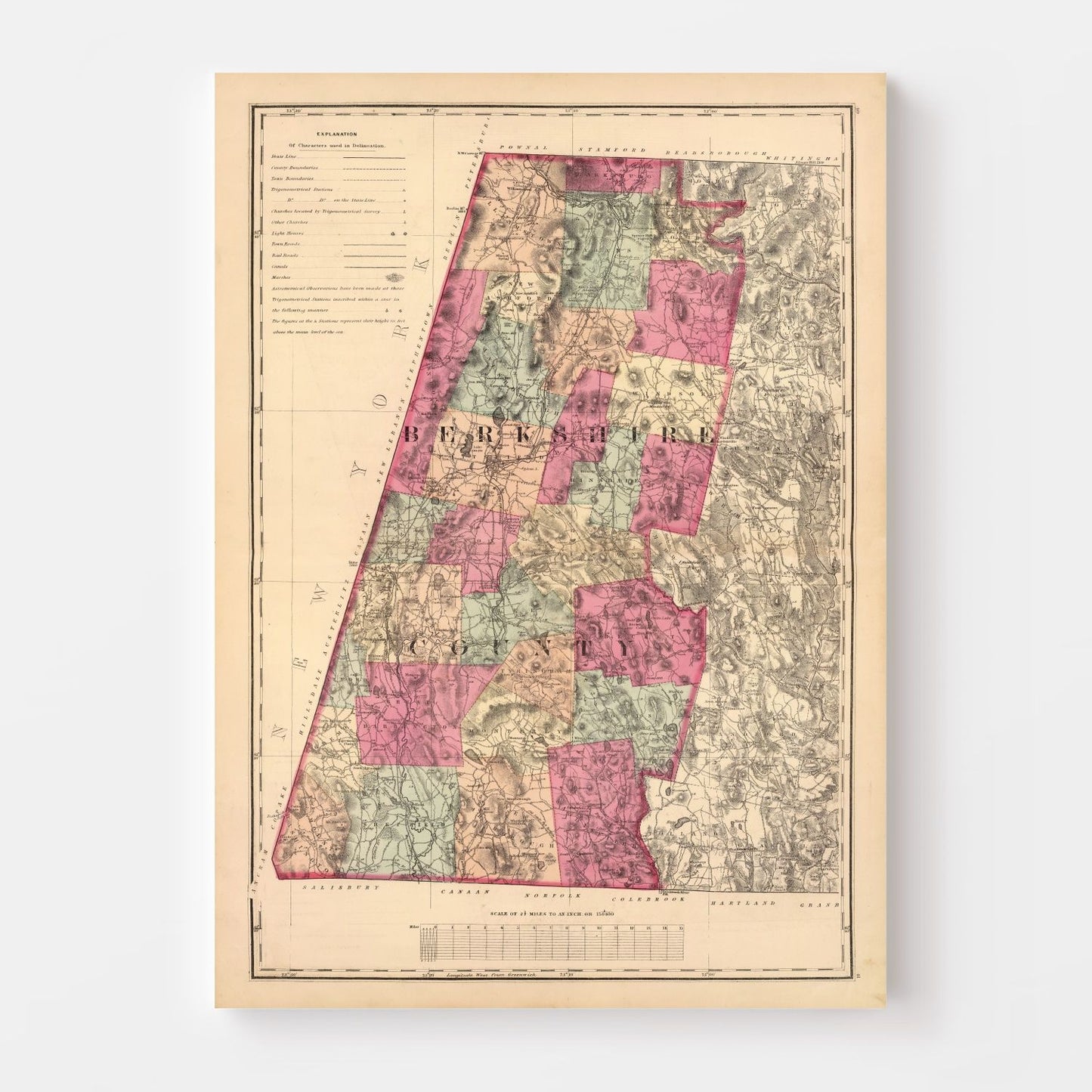 Vintage Map of Berkshire County, Massachusetts, 1871