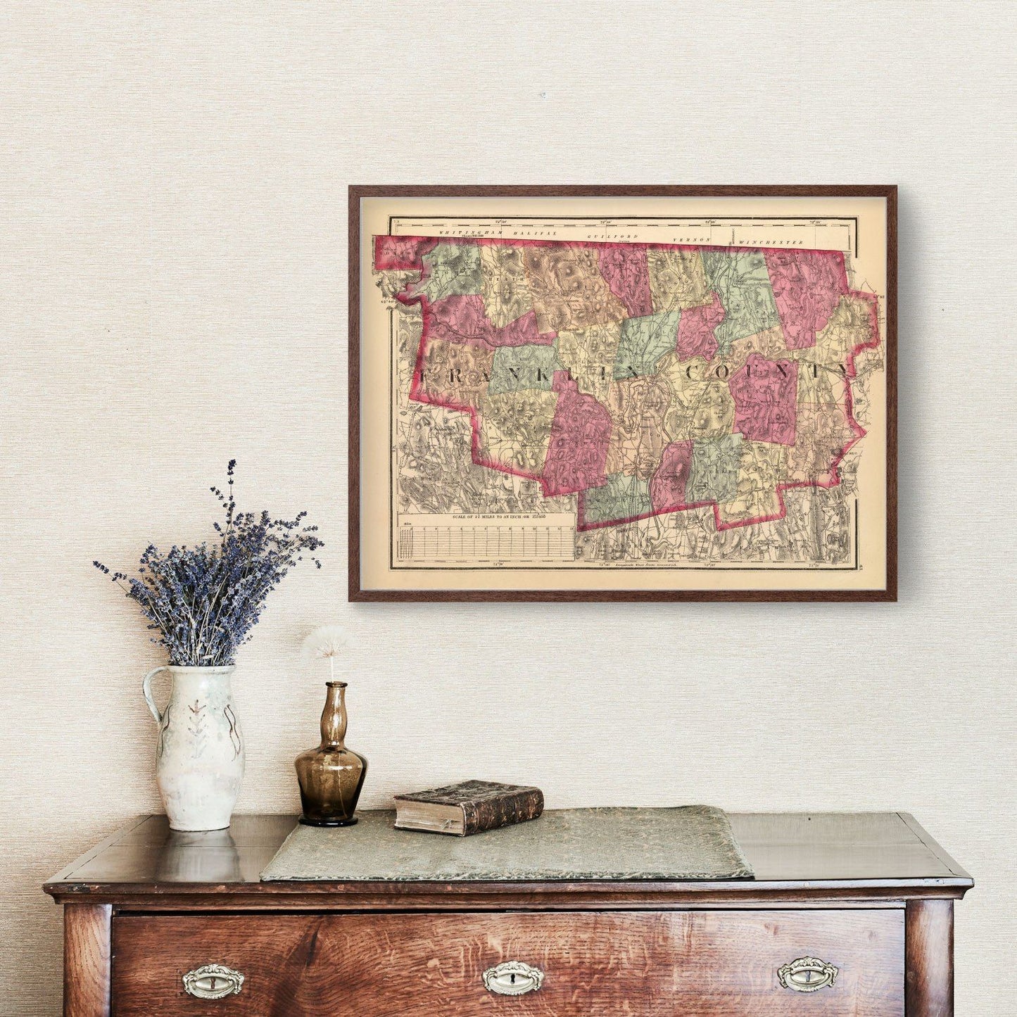 Vintage Map of Franklin County, Massachusetts, 1871