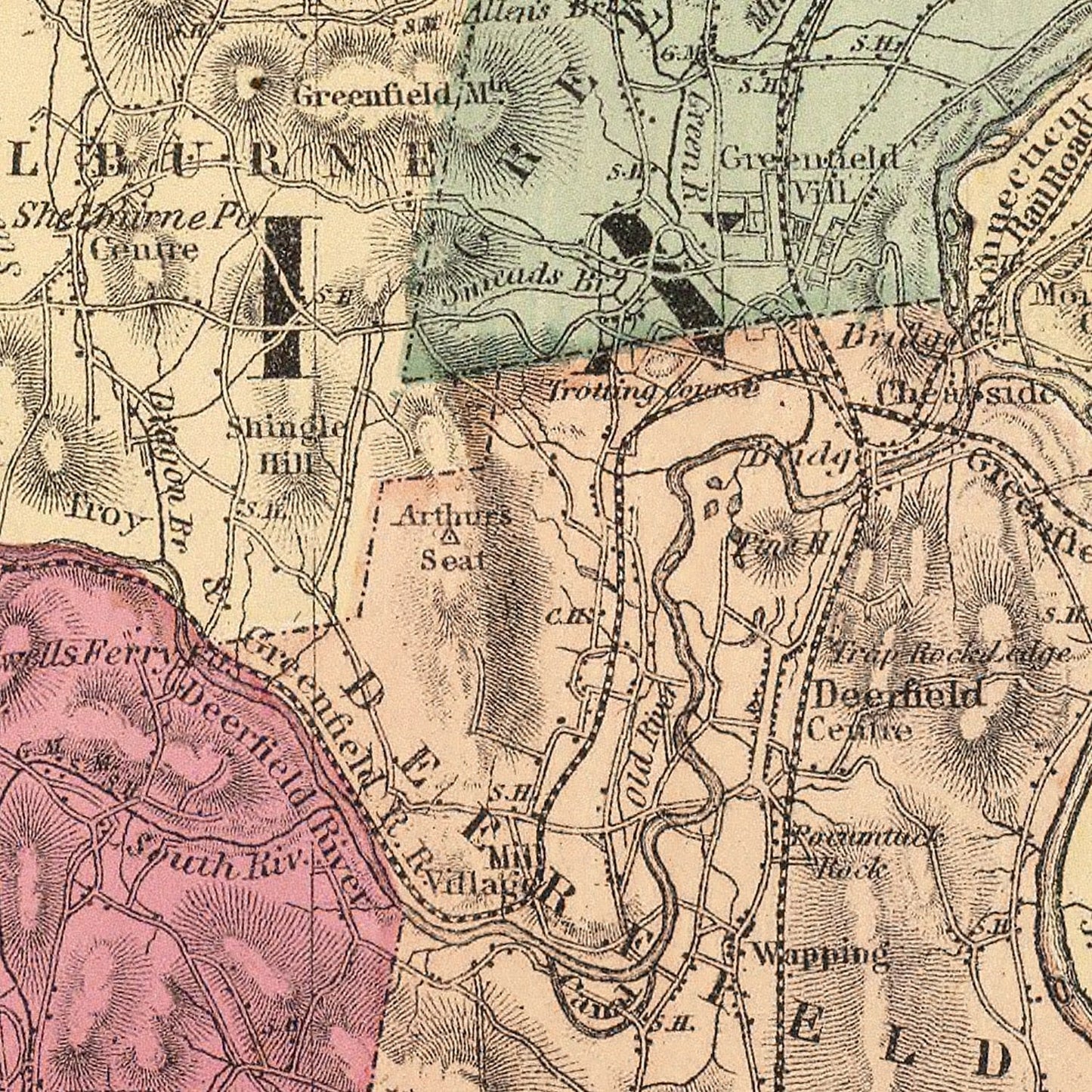Vintage Map of Franklin County, Massachusetts, 1871