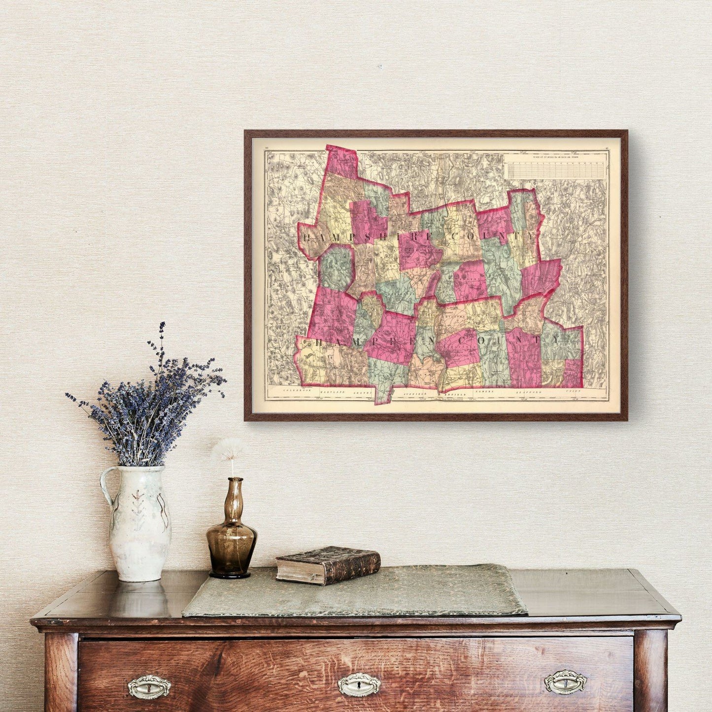 Vintage Map of Hampshire County, Massachusetts, 1871