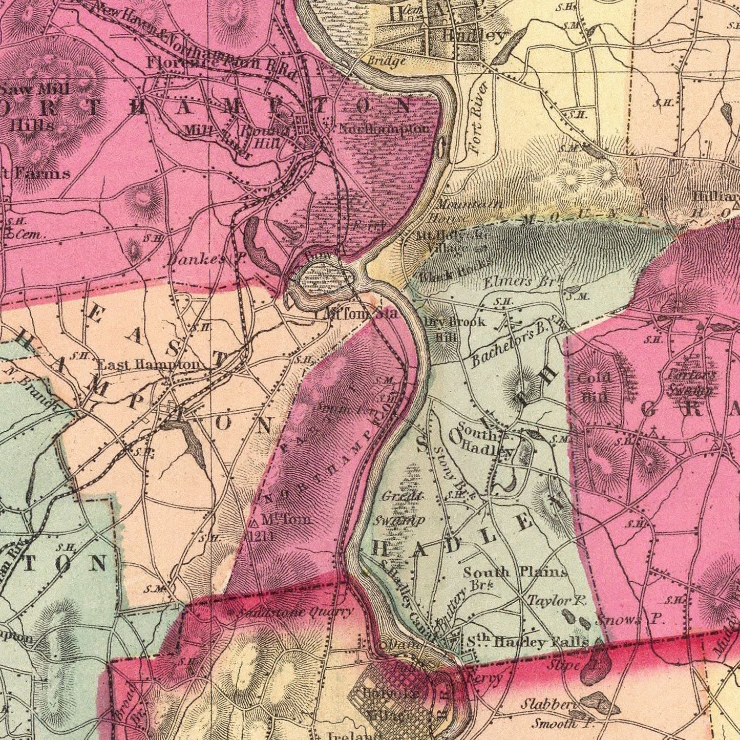 Vintage Map of Hampshire County, Massachusetts, 1871