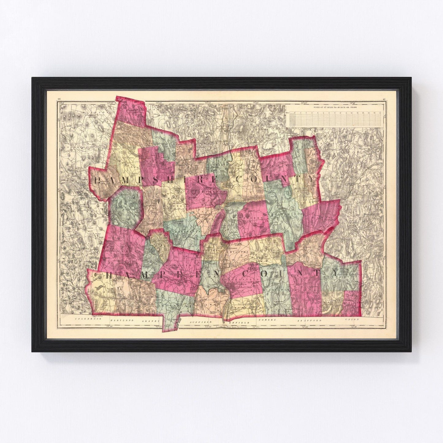 vintage map of Hampshire County, Massachusetts, 1871