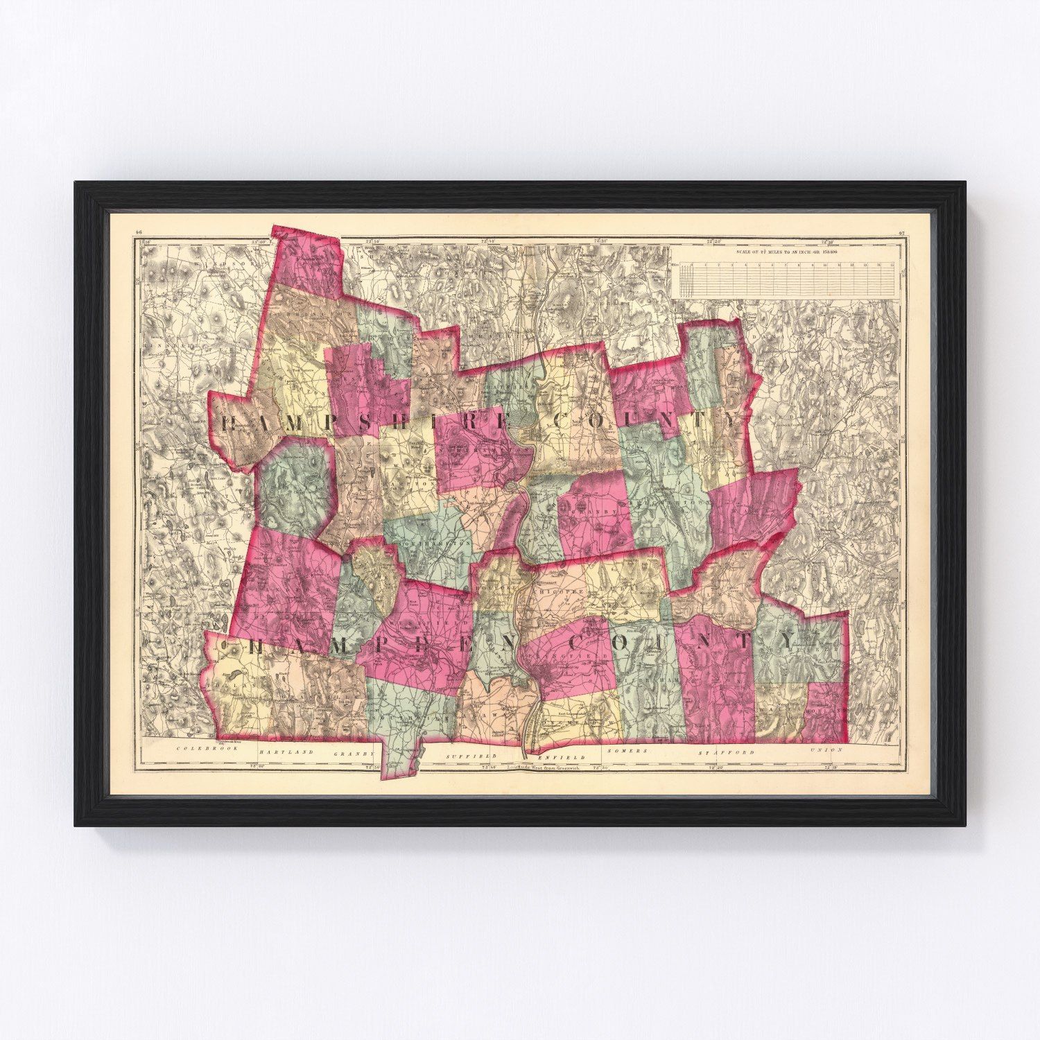 vintage map of Hampshire County, Massachusetts, 1871