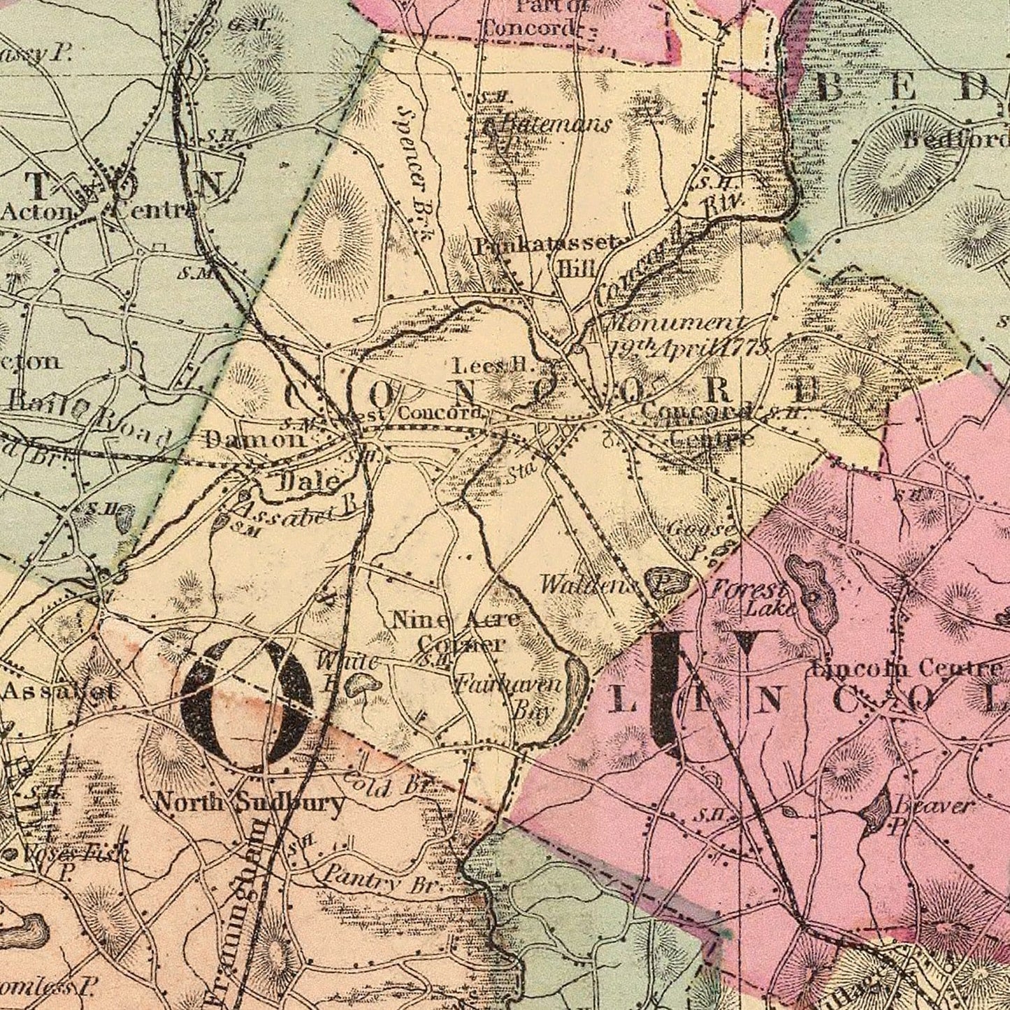 Vintage Map of Middlesex County, Massachusetts, 1871