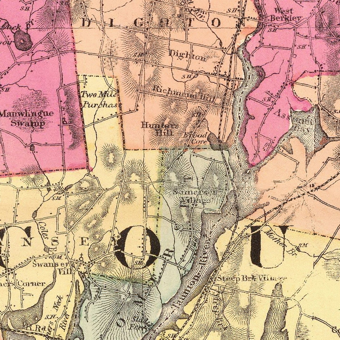 Vintage Map of Bristol County, Massachusetts, 1871